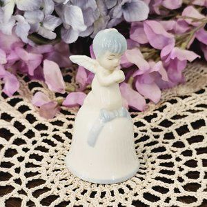 Vintage Angel Child Praying Blue & White Figurine, Nobel Hall